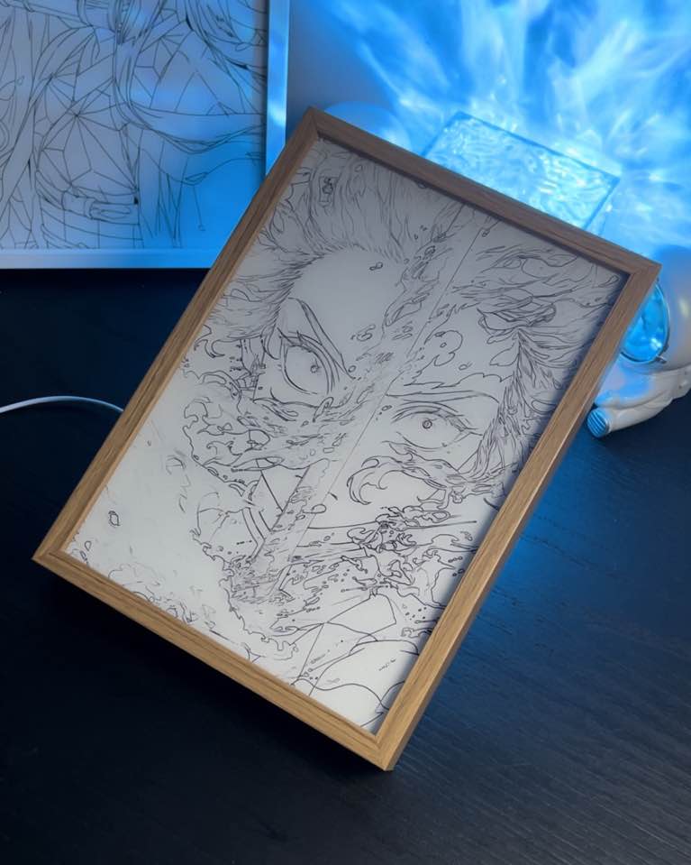 Demon Slayer: Tanjiro 4D LED Light Up Painting - Glowing Frame