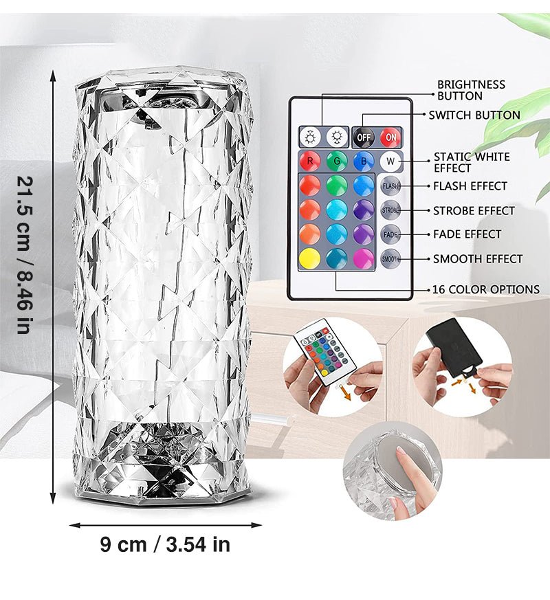 LED Crystal Rose Table Lamp Atmosphere Lamp Night Light