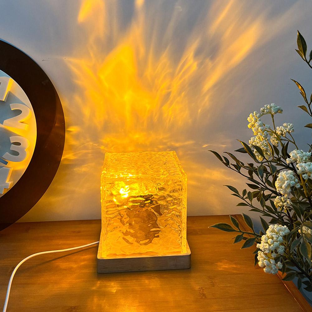 LED Rotating Water Ripple NightLight Crysta Stylel Table Lamp